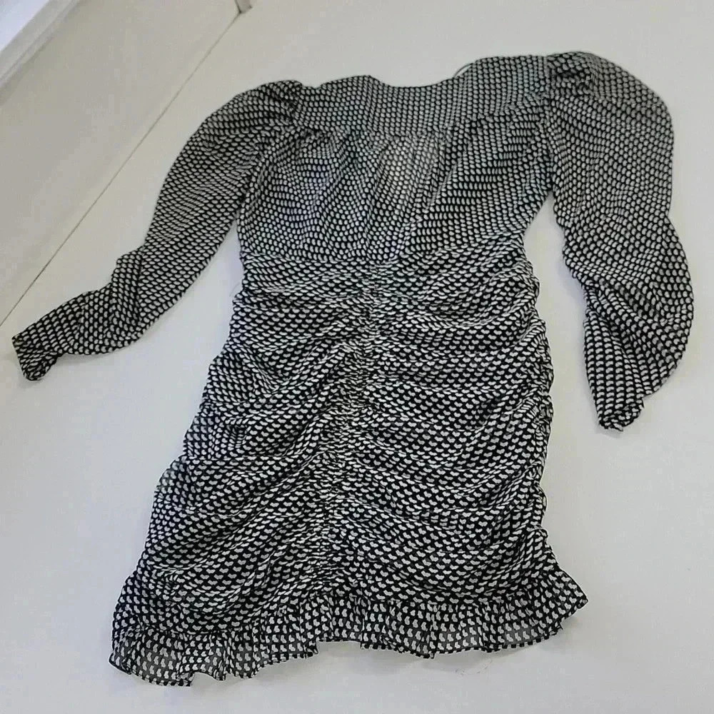 Zara Patterned Ruched Mini Dress - Picture 9 of 11